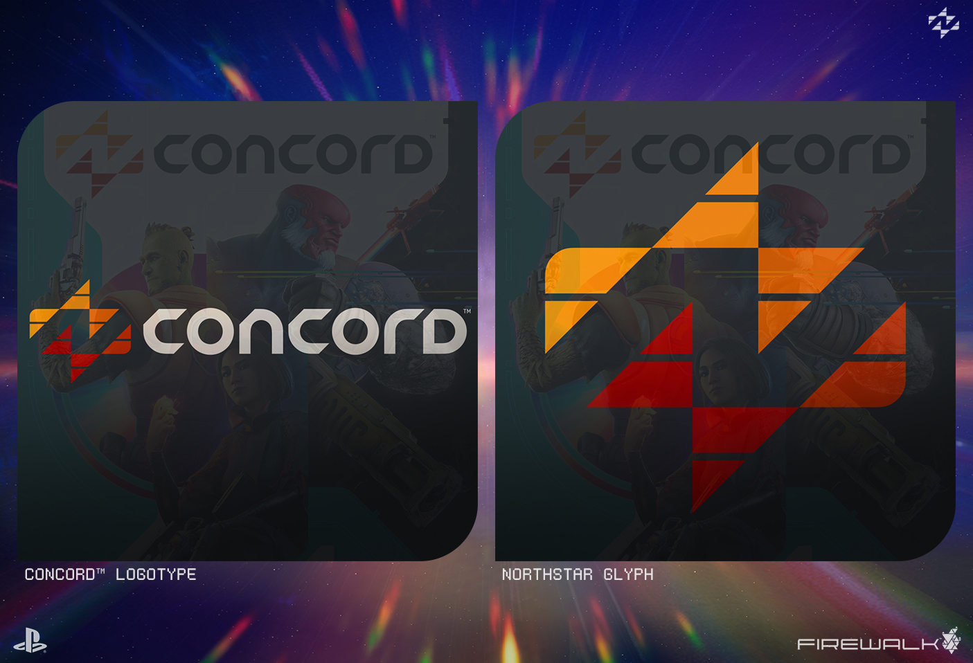 02, concord, firewalkstudios, sony, playstationstudios, vacaliebres, logo, north star, freegunners, video games, concept art, playstation, gaming, logotype, wordmark, trademark, logo, glyphs, glyph, picto