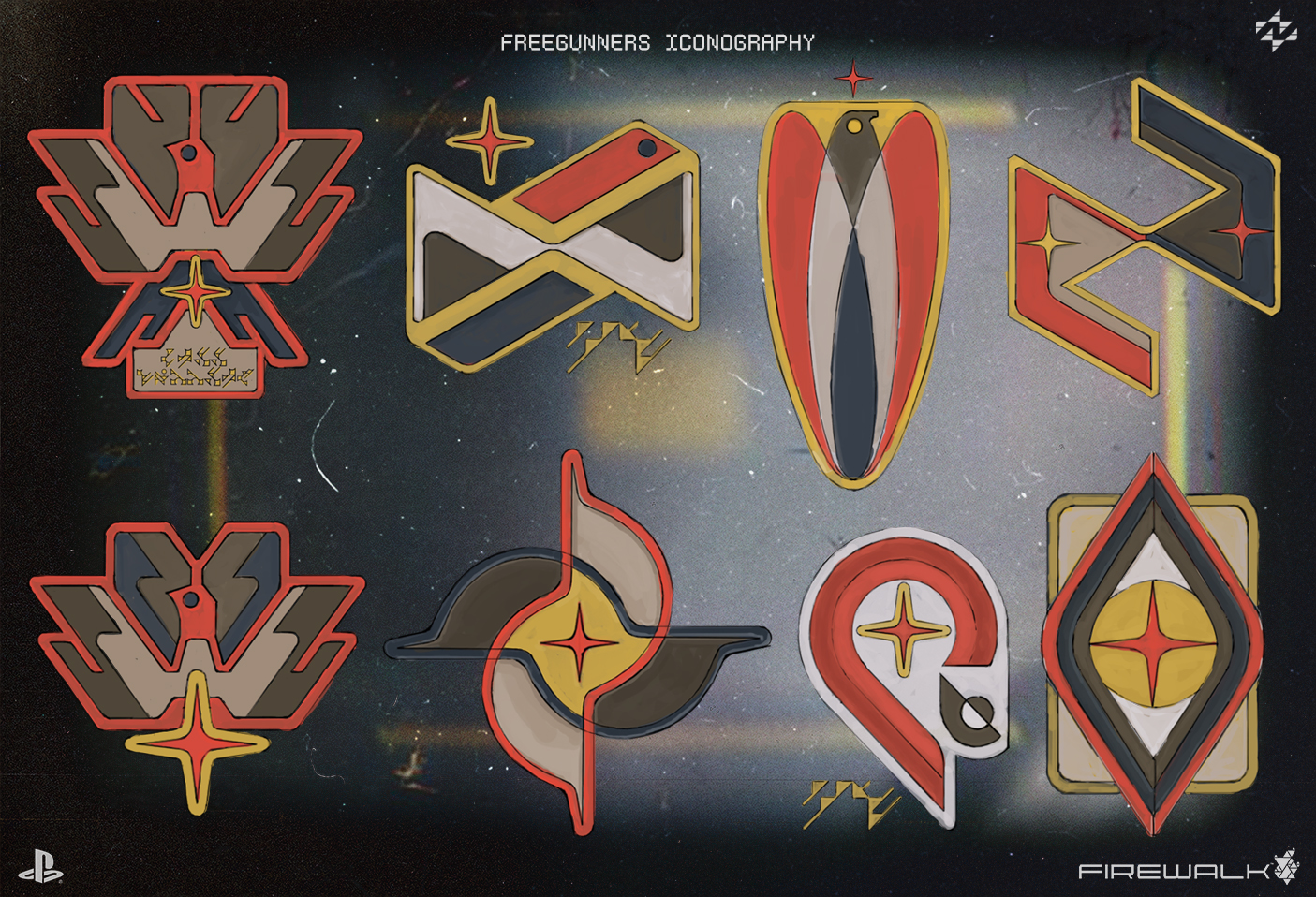 16, concord, freegunners, iconography, firewalkstudios, sony, playstation, vacaliebres, logo, north star, freegunners, video games, concept art,, gaming, logotype, wordmark, trademark, logo