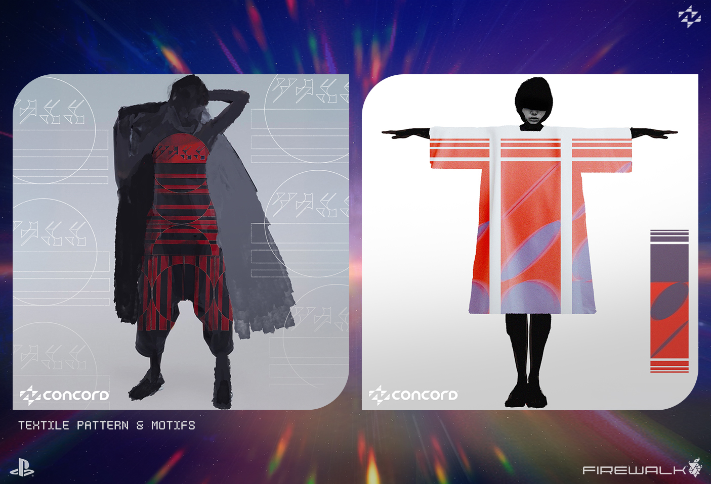 concord, textile, pattern, motifs, clothes, fashion design, firewalkstudios, concept art, playstation, vacaliebres, graphic, videogame
