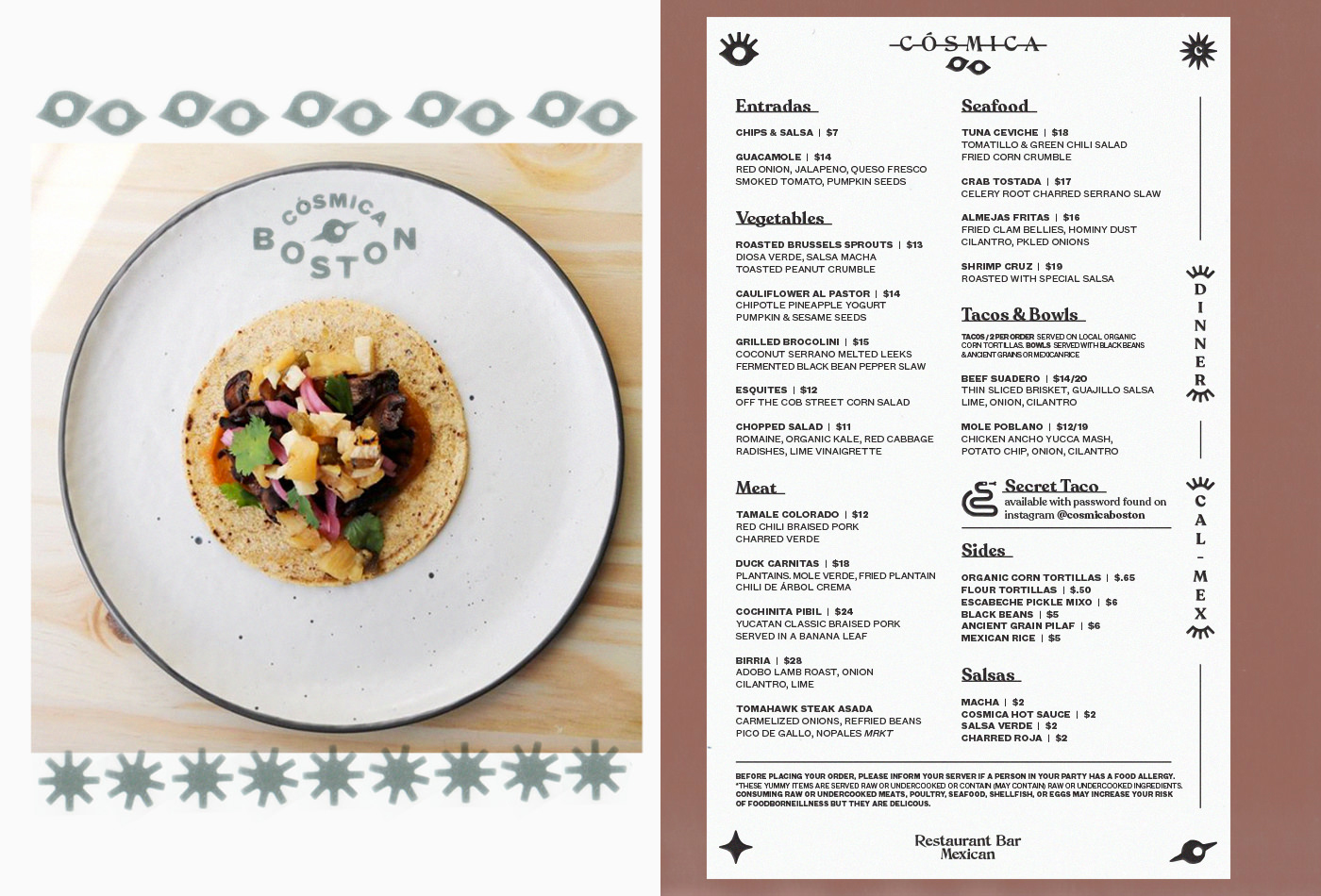 cosmica-cosmicaboston-boston-thebeehive-jackbardy-vacaliebres-branding-mexican-mexico-taco-tacos-cla-mex-logo-branding-identity-cal-mex-burrito-menus