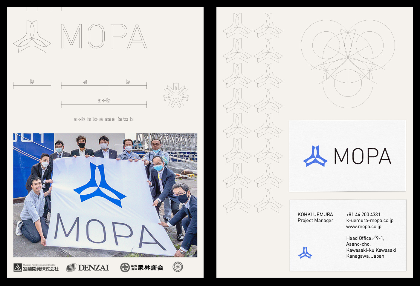 mopa-logo-vacaliebres-hokkaido-japan-logo-denzai-group-corporate-identity-windturbines-crest